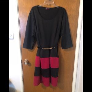 Red and Black Dress with Belt